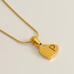 Gold color / 1 Piece Simple Series Simple Letter P Stainless Steel  Gold Color Rhinestone Unisex Pendant Necklaces Picture16